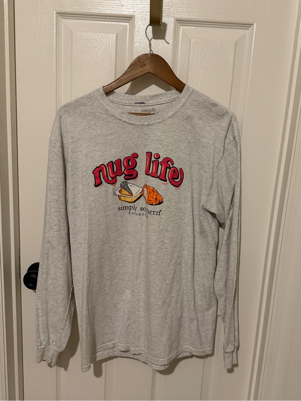 Simply Southern Light Gray Long Sleeve Tee with 'Nug Life' Graphic